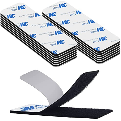 Rusoz Belcro Adhesivo Doble Cara Extrafuerte, Negro Cinta Adhesiva Doble Cara Reutilizable 10 piezas 3 x 10cm Hook y Loop Tape Cuadros Para Alfombra, Doméstica