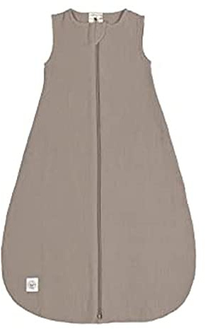 LÄSSIG Saco de dormir de verano sin mangas de algodón muselina certificado GOTS unisex/Muslin Sleeping Bag/Muslin Sleeping Bag taupe, talla 86/92 13-18 meses