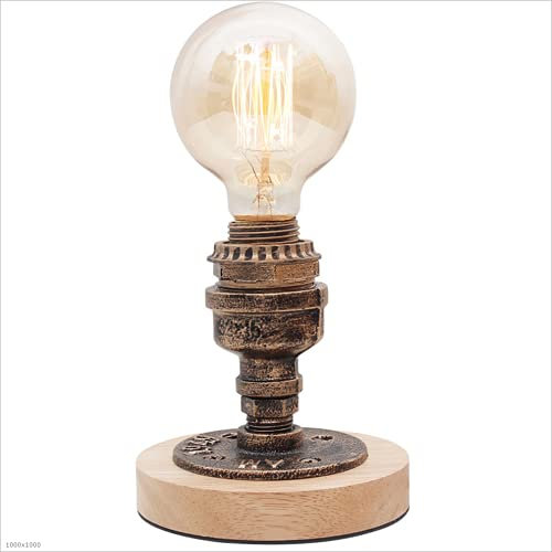 Lampada da tavolo antica loft retrò industriale E27 Edison lampada da tavolo in legno retrò a base di metallo a base in legno in metallo a vapore lampada da tavolo da letto camera da letto soggiorno s