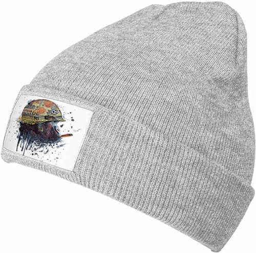 Diari Warme Wintermütze und stilvolle graue Strickmütze für Damen und Herren, minimalistische Mütze, elastisch und lässig, 7781b-monkey Gorilla Mütze Beanie Cap, One size