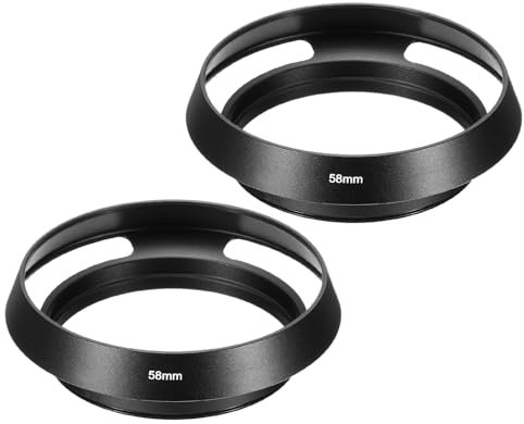 PATIKIL 58mm Lens Hood, 2Pcs Standard Vented Matte Surface Anti-reflective Inside Hollow Lens Hood for Universal Camera Lens, Black for Nikon, for Fujifilm, for Pentax, for Leica