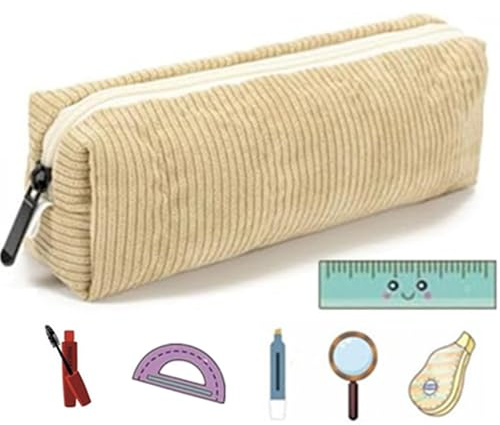 CuiCanfla Trousse à crayons en tissu côtelé - Trousse d'écolier - Trousse scolaire - Pour garçons, filles, adolescents, école, bureau et université, N°