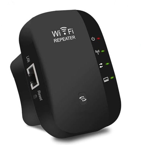 CRST WLAN Verstärker WLAN Repeater, WLAN - Verstärker mit WPS, Internet Verstärker 300Mbit/s 2.4GHz mit Ethernet Port, Kompatibel Allen WLAN Geräten, Schwarz-C-QG4N6