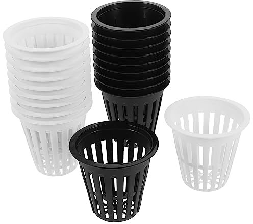 Happyyami 20pezzi Vasi Idroponici Net Pots in Plastica Piccoli Cesti Traspiranti Per Piante Vasi Resistenti Per Giardino e Orto Design Ventilato Per Radici Sane Nero e Bianco