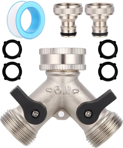 TIDEVAN 3/4 2 Voies Raccord en Y Répartiteur de Robinet Y-Distributeur 3/4 Pouces Argenté Robinet Double Machine a Lave Raccord en Y pour Jardin Potager Extérieur Machine a Laver