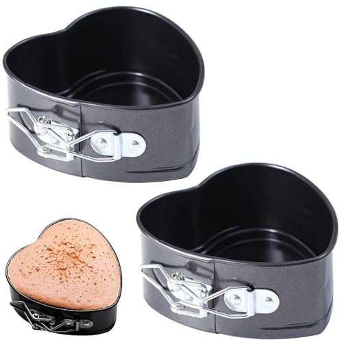 Jiavlyx 2 Pezzi Stampo Cuore Torta, 12 * 12 * 4.5cm Rimovibile Stampi Per Dolci, Stampo A Forma Di Cuore Patisserie Con Fondo Rimovibile, Stampo Per Dolci A Forma Di Cuore