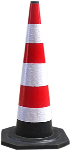 Coni stradali portatili antivento e antiurto, Cono di sicurezza stradale in gomma da 36 pollici rosso con maniglia e collare riflettente
