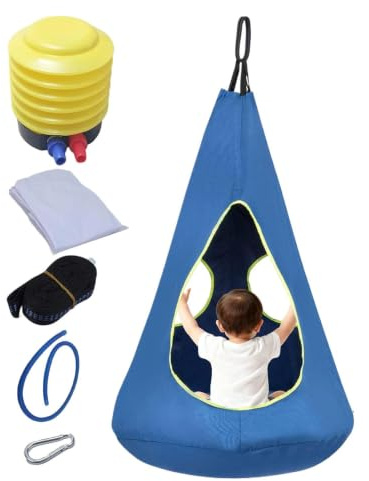 Amaca con dondolo per bambini, con cuscino, fino a 150 kg, comodo tessuto Oxford, per interni ed esterni, per soggiorno, giardino, patio, balcone, prato, camera da