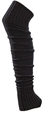 krautwear® Damen Mädchen 1 Paar Beinwärmer Stulpen Legwarmers Overknees gestrickte Strümpfe ca. 70cm 80er Jahre 1980er Jahre schwarz beige rot weiss grau braun (schwarz)