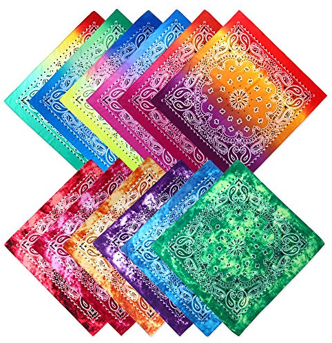 Futisma Dye Bandanas Cotton Halloween Bandana Paisley Pattern Cowboy Hip-hop Head Wrap Scarf Wristband Headbands (12)