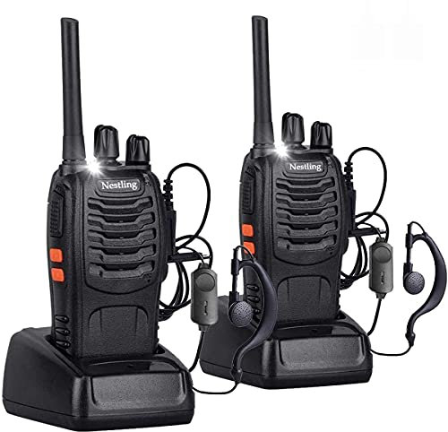 Nestling 2pz Walkie Talkie,88E Lunga Distanza 16 Canali Due-Via Radio - FM Ricetrasmettitore Handheld con LED Luce Auricolare ed Auricolari Originali