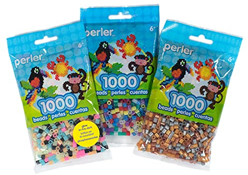 Perler Fuse Bead Set 3-Pack Bundle, Glitter, Metallic, Glow-in-The-Dark 3 Pack