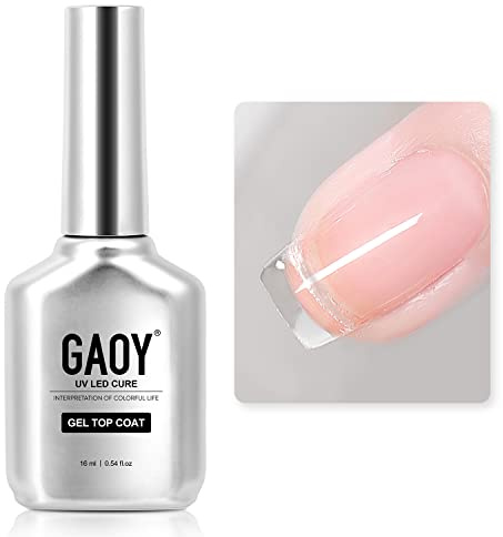 GAOY Top Coat for Gel Nail Polish, 16ml No Wipe Clear Finish, High Gloss Varnish for Long Lasting UV Nail Art DIY