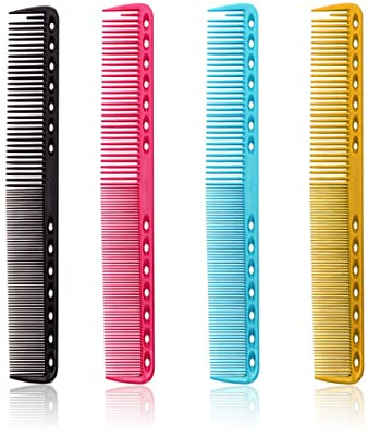 LEDSHLIU Friseurkämme 4 antistatische Kohlefaser-Haarkämme, breiter Zahn-Stylingkamm, geeignet für den Heimgebrauch, Unisex (4-Farben-Kombination)