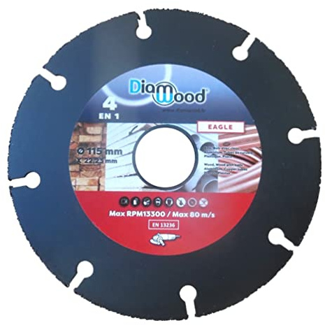 DIAMWOOD EXPERT EN EQUIPEMENT - Disque à concrétion carbure multiusage 115 x Al. 22,23 x ép. 1,6 mm bois, plastique, plâtre, cuivre - EAGLE