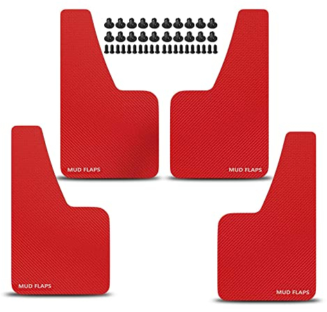 Frankberg 4x Universal Auto Schmutzfänger Spritzschutz Vorne und Hinten Kompatibel mit Kombi Limousine SUV Schrägheck Cabriolet Coupe MPV Pickup Lastkraftwagen Alle Karosserie Rot 358 * 208 mm