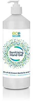 Ecosecure Alcohol Free Hand Sanitiser Gel, Kills 99.99% of All Known Bacteria and Viruses, Quick and Kind to Skin, No Stickiness - Dermatologically Tested, Certified Surgical/Medical Grade - 1 Litre