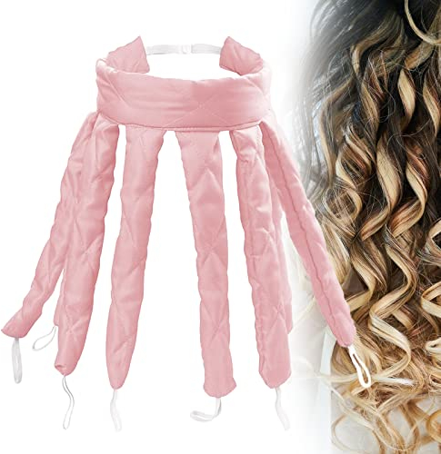 ZoeTekway hitzefreie Lockenwickler, hitzefreies Lockenband, Lockenwickler-Stirnband, hitzefrei, Locken ohne Heizband für langes Haar, Wellenformer über Nacht für Frauen Mädchen (Rosa)