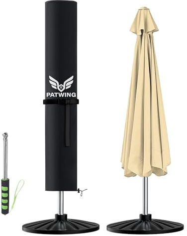PATWING Housse Parasol Deporte, Housse de Protection en Tissu Oxford 600D, Couverture de Parasol ​Imperméable, Anti-UV, Housse de Parasol avec Tige