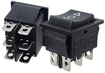 2 pulsadores basculantes de encendido/apagado/encendido momentáneos 16 A, 6 pines 250 V ~ (6 V, 9 V, 12 V, 24 V, 125 V CA/DC), color negro también como repuesto para el cortacésped