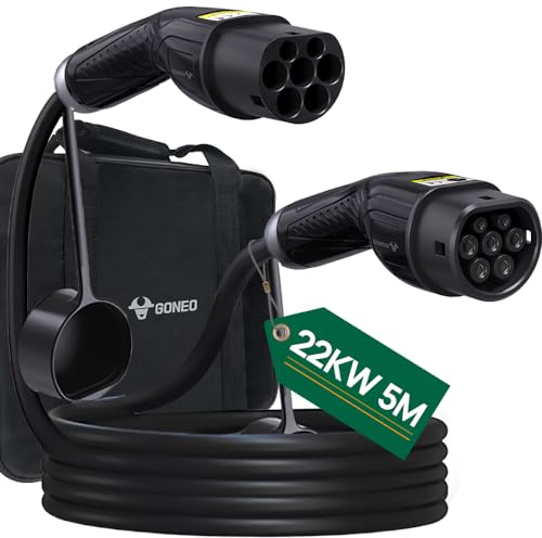 GONEO Tipo 2 Cavo di Ricarica 22kW 5M 32A Cavo di Ricarica Auto Elettrica Tipo 2 3 Fasi per E Auto EV/PHEV Tipo 2 a Tipo 2 Mode 3 Cavo di Ricarica per Modello S/3/X/Y e-Golf ID.3 i3/i8