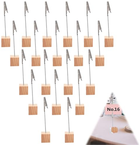 Fotohalter Holz mit Klammern, Postkartenhalter, 20 Stück Fotohalter, Memo Clip Halter Ständer, Holz Fotoständer, Zettelhalter, Fotohalter mit Klammern, für Hausdekoration, Büro, Hausdekoration, Party