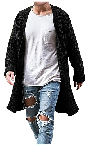 Cardigan Homme Laine Ouvrez-Front Veste Homme Automne Hiver Casual Blousons Grosse Maille Veste En Tricot Pull Homme Knitted Cardigan Décontracté Sweater Manteau Long Homme Chaud Gilet