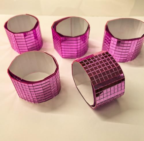 Rosa självhäftande glasspegelmosaik, 2 400 st 5 x 5 mm spegelplattor för gör-det-själv discoboll, cowboyhatt, vas, flaska, inredning dekoration