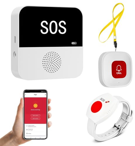 Pulsante di emergenza per anziani chiamata di emergenza senza fili, pulsante di emergenza interno, compatibile con Tuya Smart/Smart Life, (supporta Wi-Fi 2.4 GHz), WiFi Smart SOS Smart Alarm Set