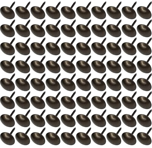 cyclingcolors 100x Chiodi a testa larga tondi chiodini puntine per tappezzeria 9mm marrone decorativo divano poltrona letto ristrutturazione sedia, finitura bronzo