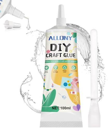 Allony 100ml Bastelkleber Transparent, Schmuckkleber, Modellbau Kleber, Decoupage Kleber, Schnelltrocknend und Wasserfest, Geeignet für Schmuckstein, Bastelarbeiten, Keramik etc