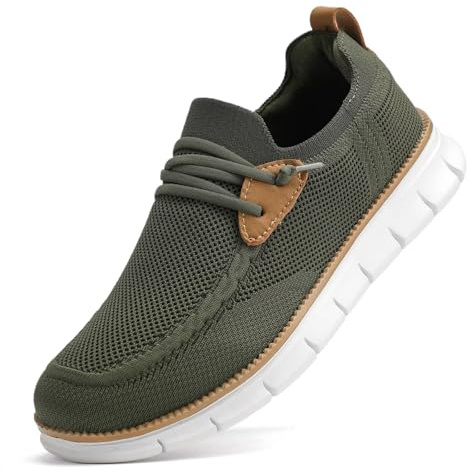 Zapatillas de vestir casuales para hombre, cómodas, de malla, ligeras, transpirables, formales, Oxford, para negocios, Verde militar, 42.5 EU