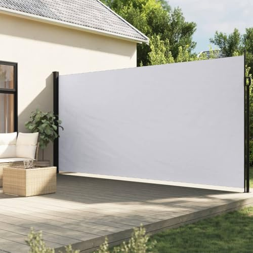 IKAYAA Tenda da Sole Laterale Estensibile e Opaca Frangivista per Balcone Paravento da Esterno Protezione Privacy Pannelli Laterali Parasole-Bianco-220 x 500 cm