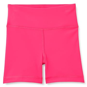 Amazon Essentials Girls' Athletic Bike Shorts Dance Volleyball Cycling Shorts, Hot Pink, 6-7 Years