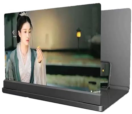 ASTVDFQK Lupa De Pantalla For Móvil, Amplificador De Pantalla HD, Expansor De Pantalla 3D For Vídeos Y Películas, Ampliador De Pantalla For Todos Los Móviles(Black+Speaker,20inch)