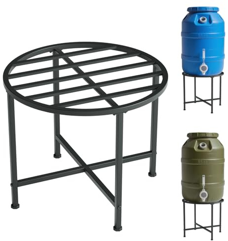 LYUND Heavy Duty Stainless Steel Rain Barrel Stand，1200lb Capacity Water Collection Barrel Stand，Rust-Proof & Weatherproof, Fits 45/50/55 Gallon Plastic Outdoor Rain Barrels