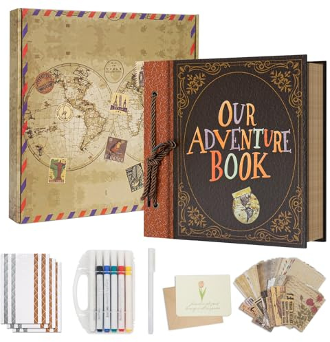 Remowith Kit Creación de Álbumes Recortados, 25,5 x 25,5 cm Suministros para Álbum de Fotos DIY, Papel Kraft con 40 Hojas y 80 Páginas, Regalo Creativo para Aniversarios, Bodas, Cumpleaños