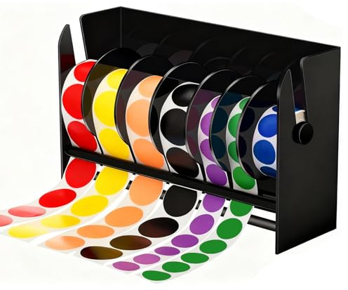 Distributeur de rouleau d'autocollants en acrylique, distributeur d'étiquettes multi-usage réglable, distributeur d'étiquettes en acrylique, distributeur de 6 disques pour rouleau d'autocollants en