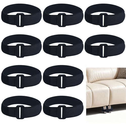 Clofiak 10Pcs Sectional Couch Connectors, Universal Couch Clamps for Sectionals, Universal Couches Connector Straps, Easy to Install, No Tools Required, Fasten Sofa Legs Together