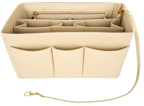 Rzspher Organizador de bolsos de 27 x 15 x 16 cm, de fieltro, con múltiples bolsillos y compartimentos extraíbles, ideal para guardar y organizar bolsos