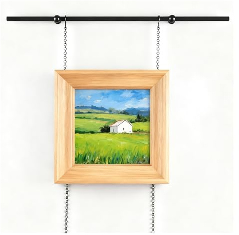 Asta per appendere galleria con catene, kit per appendere quadri, arte, poster, robusto gancio da parete per casa, studio, mostra