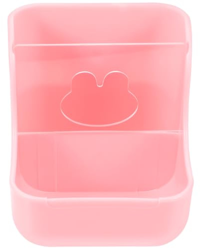 TOYANDONA Distributeur de Nourriture pour Cobayes et Lapins Nains 2-en-1 Rack Multifonction en Plastique Rose, Alimentation Lente et Stabilité pour Cage d'animaux
