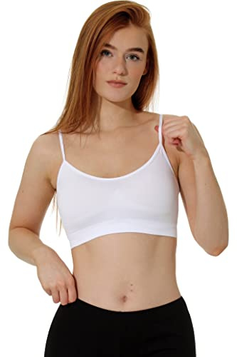Yenita Dam bustier, sömlös bh-topp utan sidosömmar, 3-/6-pack, spagettiremmar, må-bra-bh, Vit, S