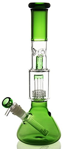 Bong in vetro verde, testa 14,5, taglio 34 cm, 500 g, percolatore, bong colatore, fischietto per tabacco, narghilè