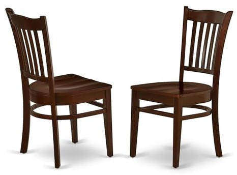 East West Furniture GRC-MAH-W Groton Dining Room Chairs - Slat Back Wood Seat Chairs, Set of 2, Mahogany