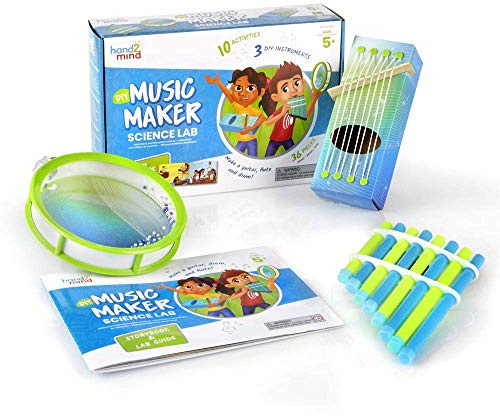 hand2mind DIY Music Maker Science Lab, Build Your Own Instrument Ocean Drum, Pan Flute, STEM Music Toy, Science of Sound Kit, Kids Creative Activities Kits, at Home Science Experiments