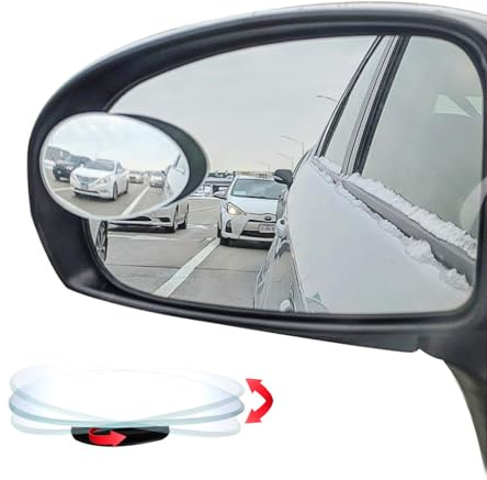 Ampper Blind Spot Mirror Oval, HD Glass Frameless Stick on Adjustabe Convex Wide Angle Rear View Blind Spot Car Mirror for Car Blind Spot, Pack of 4
