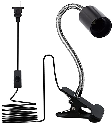 E26/E27 Desk Clip Lamp Holder Wire Neck Clip Holder Clamp Clip on Light Flexible Gooseneck Clamp Light Socket Table Light Adapter for Plant Grow