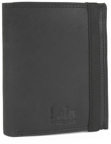 Lois - Carteras para Hombre Elegantes de Alta diseño Moderno. Billeteras para Hombre compactas Estilo clásico Cartera Monedero Funcional., Negro