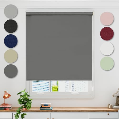 Emma Barclay Blackout Roller Blind in Charcoal Grey - Width 60 x Drop 165cm